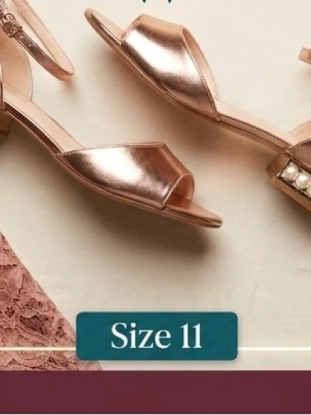 Rose Gold Metallic Low Block Heel Sandals - size 11
